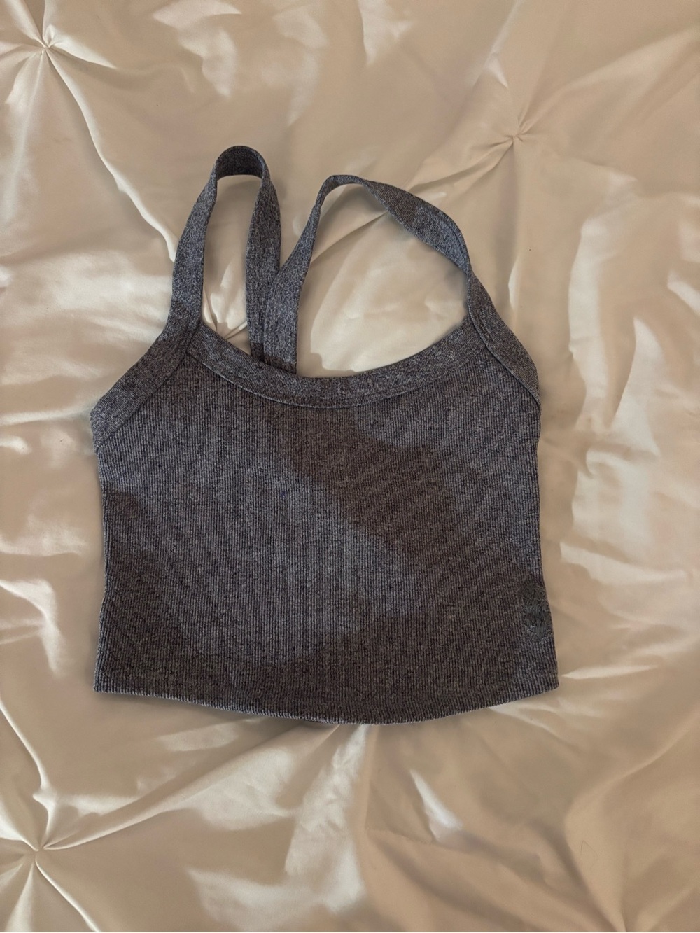 Ribbed Tank Bralette - Black, Gray, Cream, Lavender - Picture 2 of 3